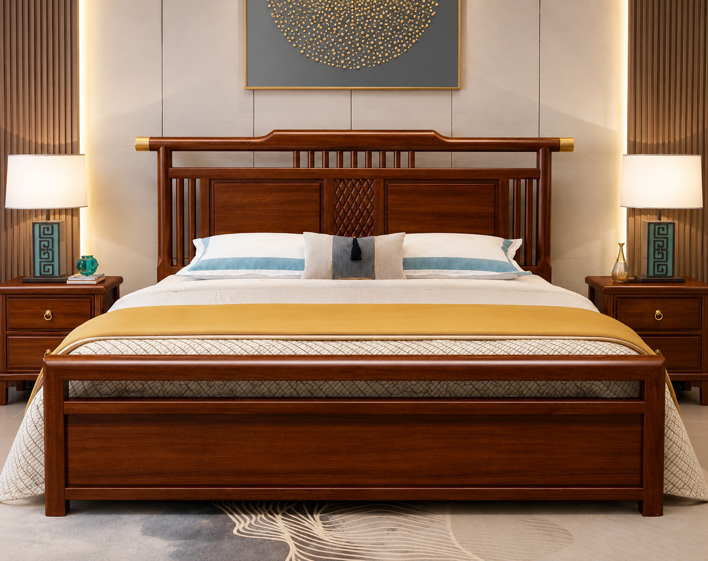 Premium wooden bed design in Rawalpindi by Awan Furniture